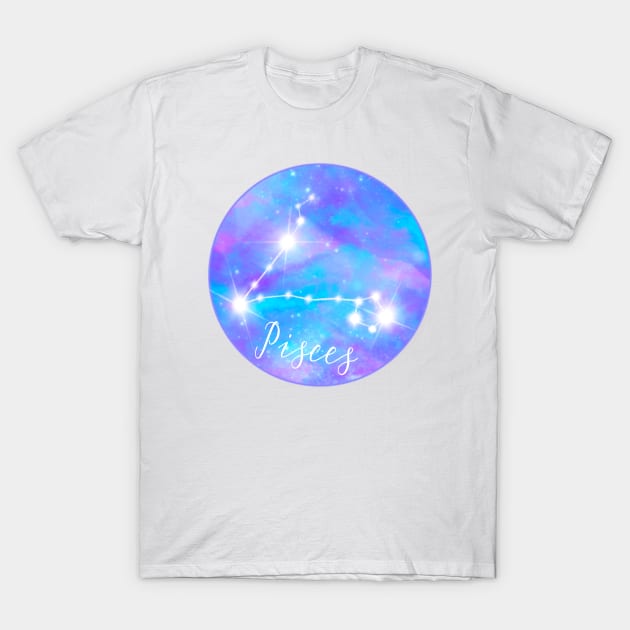 Pisces zodiac sign, stars and galaxy sky T-Shirt by Orangerinka